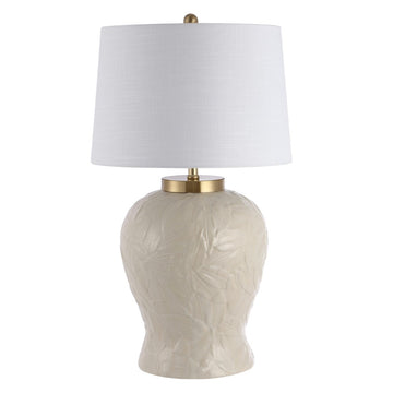 Regency Palm Leaf 31.5" Ceramic/Metal Bohemian Cottage LED Table Lamp - JONATHAN Y